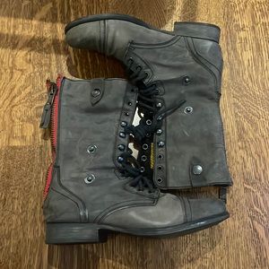Leather combat boots